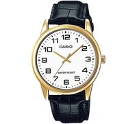 Classico da Uomo Casio Quadrante Bianco Facile Lettura Numeri Nero Croc Pelle