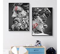 Classico David Statua Wall Art 2 Pezzi Dipinti Su Tela Michelangelo Arte Stampe Immagini Nero Bianco David Scultura Poster Decorazioni Per La Casa 40Cmx60Cmx2Pcs Senza Telaio