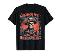 Classico Día de Los Muertos Spirito Messicano Gunslinger Maglietta