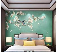 Classico Disegnato A Mano Fresco Elegante Magnolia Volo degli Uccelli Moderna Carta Da Parati 3D Seta Pregiata Testurizzata Ideale Per La Camera Letto Del Soggiorno-150cm×105cm