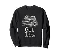 Classico Distressed Get Lit Book Lovers Bookworm Motivazionale Felpa
