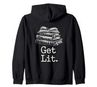 Classico Distressed Get Lit Book Lovers Bookworm Motivazionale Felpa con Cappuccio