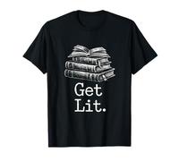 Classico Distressed Get Lit Book Lovers Bookworm Motivazionale Maglietta
