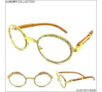 Classico Elegante Hip Hop Rapper Stile Lenti Trasparenti Eye Occhiali Ovale Oro
