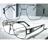 Classico Elegante Vintage Retrò Hip Hop Rapper Lenti Trasparenti Occhiali Grigio