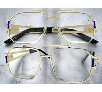 Classico Elegante Vintage Retrò Hip Hop Rapper Trasparente Lente Occhiali Oro