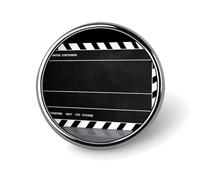 Classico Film Clapboard Nero Rotondo Distintivo Spilla Leggero Risvolto Tie Pins Regali Unici Spilla In Metallo Distintivo Per Cappello Camicia Abbigliamento Borse Decorazione
