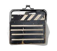 Classico film Clapboard stampa nera portamonete borsa cambiamento borsa con blocco bacio piccola borsa vintage per uomo donna, Nero , Taglia unica, Portamonete