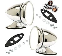 Classico Gara Auto Stile Bullet Cromo Regolabile Piatto Vetro Ali Porta Mirrors