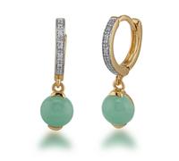Classico Giada & Orecchini a Cerchio con Diamanti IN Oro Placcato 925 Argento