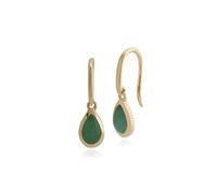 Classico Giada Verde Lunetta Set Goccia Orecchini IN 9ct Oro Giallo