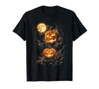 Classico Jack O Lanterns Luna Piena Halloween Scena Maglietta