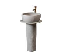 Classico Lavandino da bagno con piedistallo, lavabo in ceramica da terra con rubinetto e kit di scarico Lavabo da bagno
