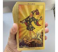 Classico mazzo di tarocchi per principianti, con doratura in inglese, dimensione 4,72x2,76 pollici, con manuale in inglese e spagnolo, impermeabile e resistente alle pieghe, perfetto per principianti 