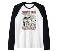 Classico Messicano Granjero Día de Los Muertos Cowboy Maglia con Maniche Raglan