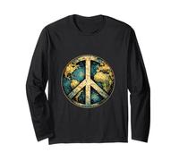 Classico Movimento Vintage con Messaggio di Pace sulla Terra Migliore del Mondo Maglia a Manica