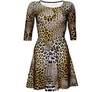 Classico Originale Leopardo Ghepardo Animalier 3/4 Maniche Pattinatrice Abito