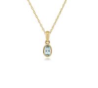 Classico Ovale Acquamarina Ciondolo IN 9ct Oro Giallo