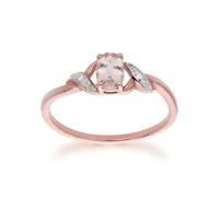 Classico Ovale Morganite E Anello Diamante IN 9ct Oro Rosa