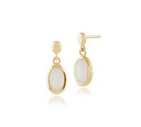 Classico Ovale Opale Goccia Orecchini IN 9ct Oro Giallo