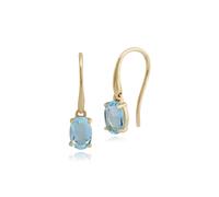 Classico Ovale Topazio Blu Piedini Set Goccia Orecchini IN 9ct Oro Giallo