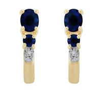Classico Ovale Zaffiro e Diamante Cerchio Orecchini IN 9ct Oro Giallo