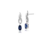 Classico Ovale Zaffiro e Diamante Goccia Orecchini IN 9ct Oro Bianco