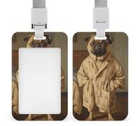 Classico Pug Accogliente Pigiama Set ID Badge Holder Clip retrattile Porta carte Protettore Nome Badge Nome Tag per Lavoro Ufficio Medico Infermiera