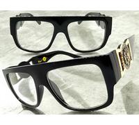 Classico Rétro Hardcore Hip Hop Rapper Lenti Trasparenti Occhiali Spesso Nero