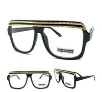 Classico Retrò Hip Hop Rapper Stile Lenti Trasparenti Occhio Occhiali Big Black