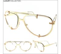 Classico Rétro Hip Hop Rapper Stile Lenti Trasparenti Occhio Occhiali Rosa Oro