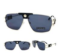 Classico Retrò Hip Hop Rapper Stile Sole Occhiali Large Argento Telaio Per Teste