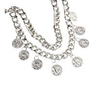 Classico ritratto a doppio strato, con nappine rimovibili, per il corpo, per donne, accessori alla moda, catena a due livelli, con ciondolo cameo, Taglia unica, come descritto, come descritto