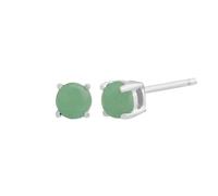 Classico Rotondo Giada Piedini Set Bottone Orecchini IN 9ct Oro Bianco