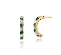 Classico Rotondo Smeraldo e Diamante Mezzo Cerchio Stile Orecchini IN 9ct Giallo