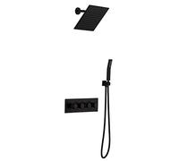 Classico rubinetto doccia pluviale set di ottone set nero piazza da 8 "mixer per doccia a pioggia rubinetto bagno vano da bagno pazzo da bagno vasca da bagno solido in ottone, d Aqiong