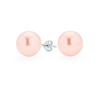 Classico Semplice Elegante Grande Orecchini A Perla Rosa Chiaro Simulata Per Donne Adolescenti Argento Sterling .925 12MM