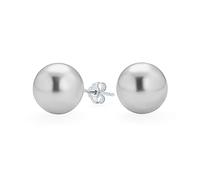 Classico Semplice Elegante Grandi Orecchini A Perno A Pallina In Perla Grigia Chiara Simulata Per Donne Adolescenti Argento Sterling .925 12MM