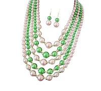 Classico set di gioielli con perle finte impilate, include collana e orecchini, versatile per occasioni casual e serali, elegante set di gioielli con perle per donne, Misura unica, come descritto