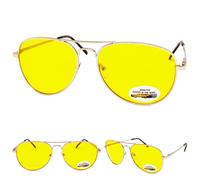 Classico Stile Retrò Vintage Notte Guida Giallo HD Lenti Sole Occhiali Oro Frame