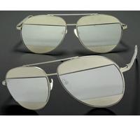 Classico Stile Retrò Vintage Sole Per Uomo O Donna Montatura Argento Cromo Lente