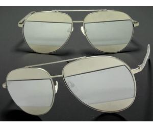 Classico Stile Retrò Vintage Sole Per Uomo O Donna Montatura Argento Cromo Lente