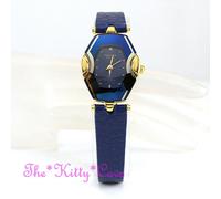 Classico Svizzero OMAX CE0026 Seiko Movt Blu e Oro Specchio Vetro Pelle Orologio