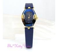 Classico Svizzero OMAX Seiko Movt Blu e Oro Specchio Vetro Pelle Orologio CE0026