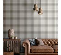 Classico Tartan Quadri Parati Kelso Muriva Tessuto Effetto Trama 165522 Marrone