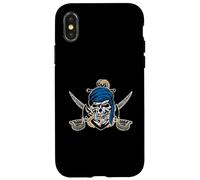 Classico teschio pirata e spade incrociate con ancora Custodia per iPhone X/XS