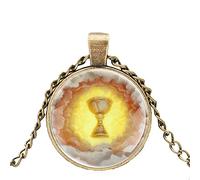 Classico Unico Sacro Graal Design Vetro Cabochon Uomini Donne Moda Ciondolo Collana Gioielli Accessori Regali
