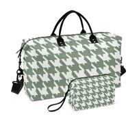 Classico Verde Bianco Houndstooth Decorativo Weekender Bag Sport Gym Bag con Cinghia Regolabile per Viaggi di Lavoro Grande Capacità bolsos para