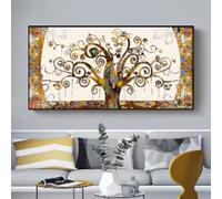 Classico vintage, l'albero della vita di Gustav Klimt, poster artistico con paesaggio, dipinto su tela, stampe murali, immagine per soggiorno, arredamento per la casa, 90x180 cm, senza cornice.