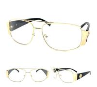 Classico Vintage Retrò Hip Hop Rapper Stile Lenti Trasparenti Occhiali Oro Frame
